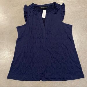 Lane Bryant - New Ruffle Notch Neck Sleeveless Blue Top Plus Size 14/16 - C8